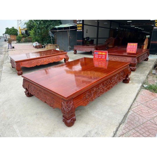 4 cái ly văng trạm rồng phụng 1m8x2m4 gỗ căm xe gõ InĐô
