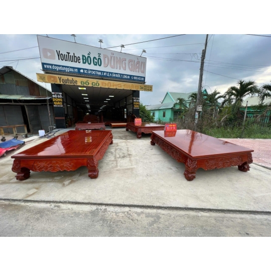 4 cái ly văng trạm rồng phụng 1m8x2m4 gỗ căm xe gõ InĐô