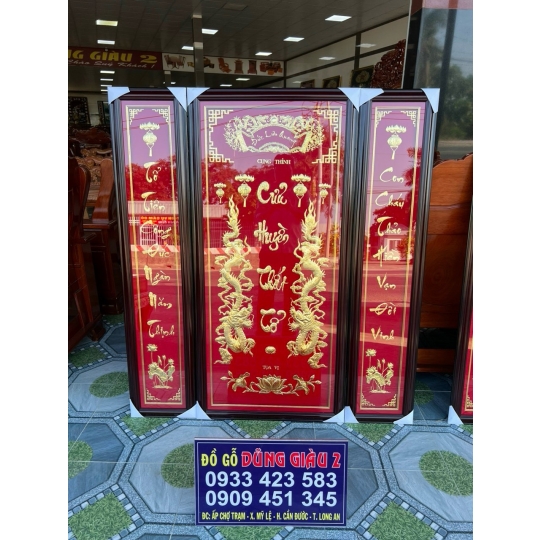 Tranh thờ Cửu Huyền Thất Tổ bằng vàng lá cao cấp