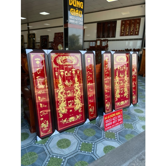 Tranh thờ Cửu Huyền Thất Tổ bằng vàng lá cao cấp