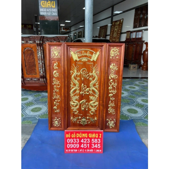 Tranh thờ bằng gỗ hương giác vàng & và tranh đấp nổi phù điêu cao cấp