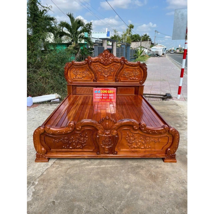  Giường phòng ngan 1m80 gỗ gõ đỏ Vip