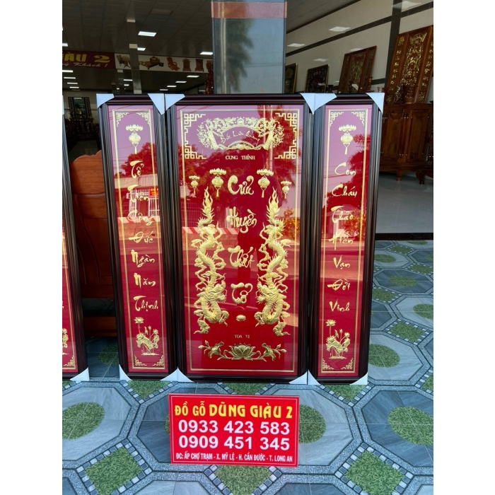 Tranh thờ Cửu Huyền Thất Tổ bằng vàng lá cao cấp